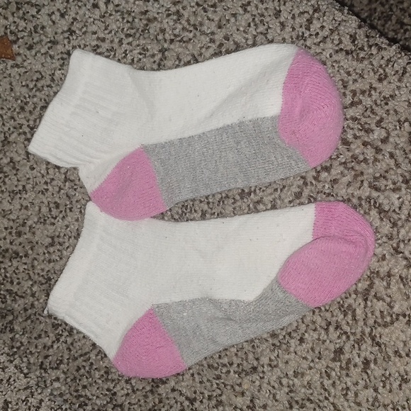 White, Gray, and Pink Ankle Socks - Picture 1 of 1